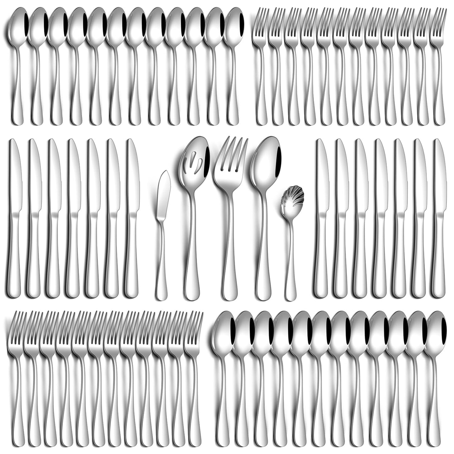 PHILIPALA 30 Piece Silverware Set, Stainless Steel Flatware Set for 6 Food Grade Novelty Flatware Cutlery Utensil Set Include Knife Fork Spoon Mirror Polished Dishwasher Safe