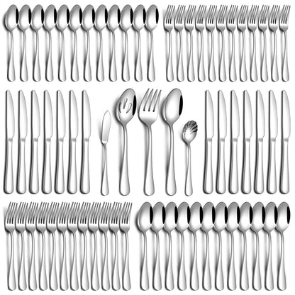 PHILIPALA 30 Piece Silverware Set, Stainless Steel Flatware Set for 6 Food Grade Novelty Flatware Cutlery Utensil Set Include Knife Fork Spoon Mirror Polished Dishwasher Safe