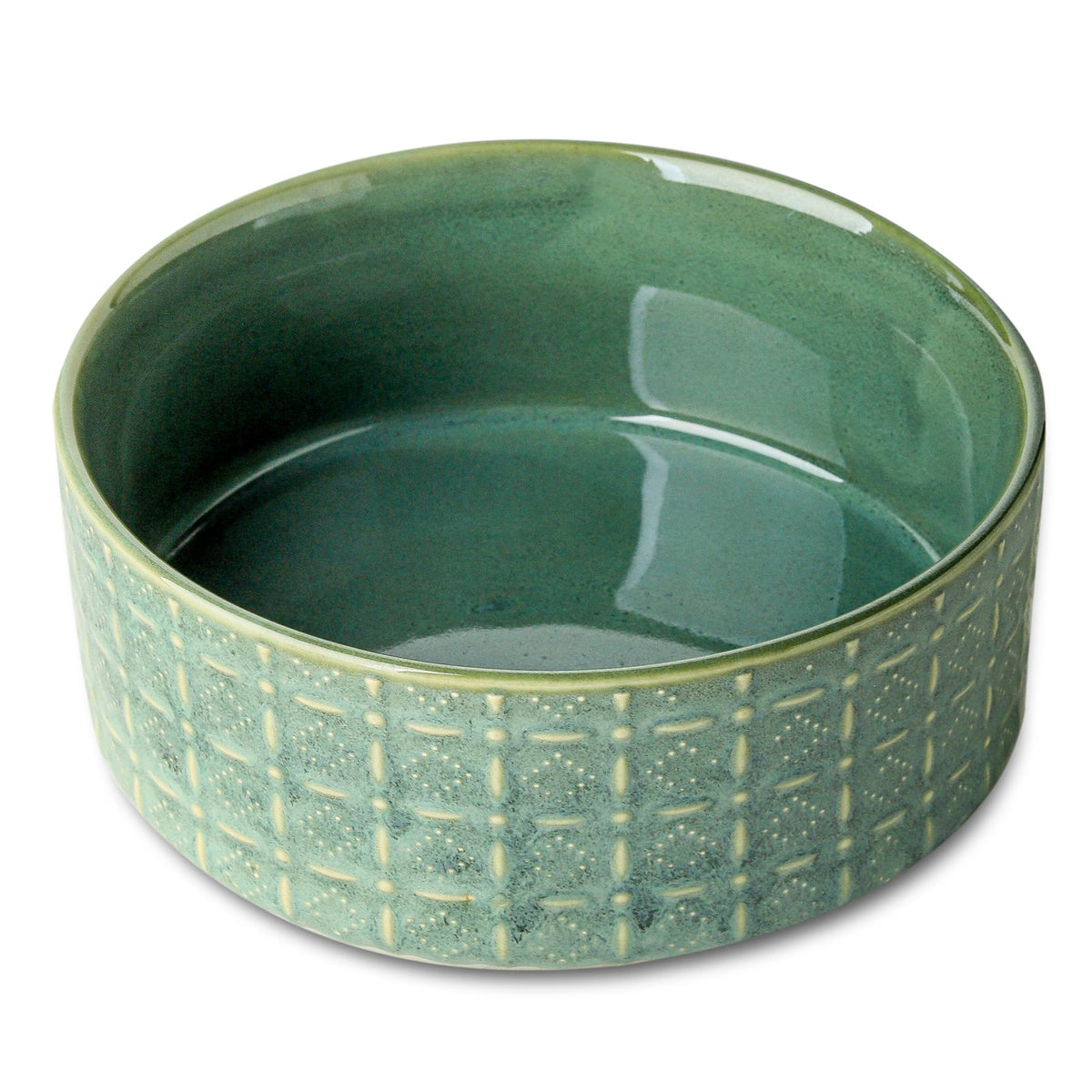 Ceramic Dog Bowl, 6.5 inch Pet Dog Food Bowl Water Bowls, Dogs Dish for Middle and Small Dogs, Puppy, Green