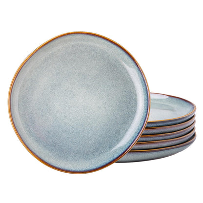 AmorArc Ceramic Dinner Plates Set of 6, 10.5 Inch Stoneware Plates Set | Handmade Reactive Glaze Plates, Rustic Shape Dinnerware Dish Set for Kitchen, Microwave & Dishwasher Safe, Scratch Resistant