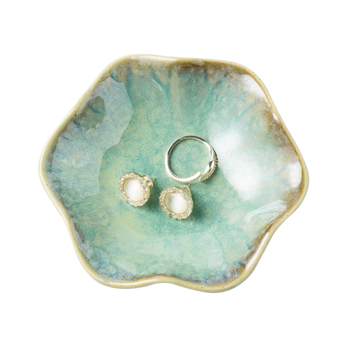 BEUNAIZER Jewelry Dish Tray, Ring Dish, Ceramic Trinket Tray, Key Bowl | Decorative plate style keeps earrings, necklaces and small items easy to see, suited for friends, daughters and mothers.