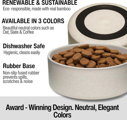 Loving Pets - Dolce Bamboo - Eco-Friendly Pet Bowls & Dishes for Dog, Cats, Puppy Food and Water Dish -Sustainable and Dishwasher Safe, Made with Real Bamboo (Small, Oat-Beige)