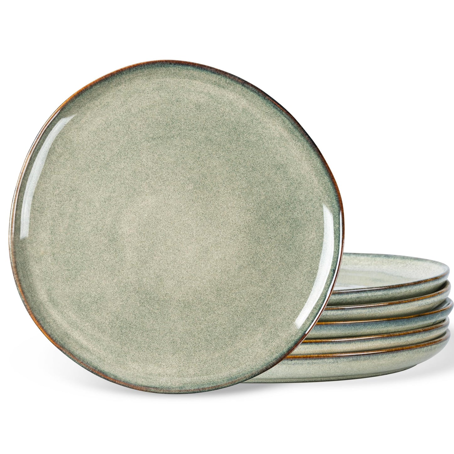 AmorArc Ceramic Dinner Plates Set of 6, 10.5 Inch Stoneware Plates Set | Handmade Reactive Glaze Plates, Rustic Shape Dinnerware Dish Set for Kitchen, Microwave & Dishwasher Safe, Scratch Resistant