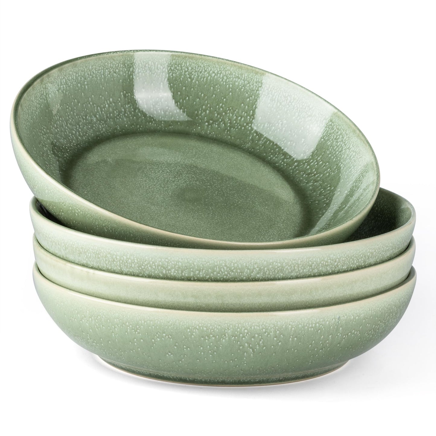 AmorArc 8.5’’ Ceramic Pasta Bowls Set of 4, 36oz Large Stoneware Bowls Set | Large Dinner Serving Bowls Set, Wide Bowl Plate for Pasta,Salad, Soup, Microwave Safe, Reactive Glaze-Cappuccino