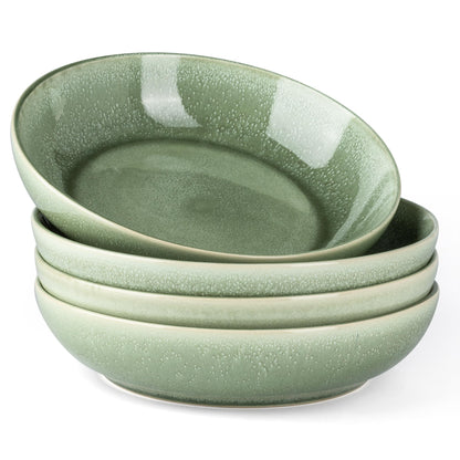AmorArc 8.5’’ Ceramic Pasta Bowls Set of 4, 36oz Large Stoneware Bowls Set | Large Dinner Serving Bowls Set, Wide Bowl Plate for Pasta,Salad, Soup, Microwave Safe, Reactive Glaze-Cappuccino