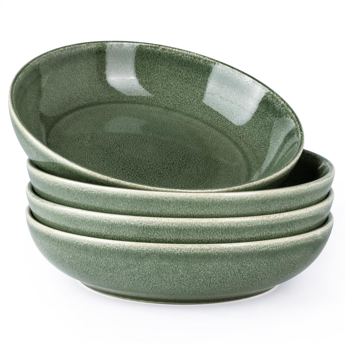 AmorArc 8.5’’ Ceramic Pasta Bowls Set of 4, 36oz Large Stoneware Bowls Set | Large Dinner Serving Bowls Set, Wide Bowl Plate for Pasta,Salad, Soup, Microwave Safe, Reactive Glaze-Cappuccino