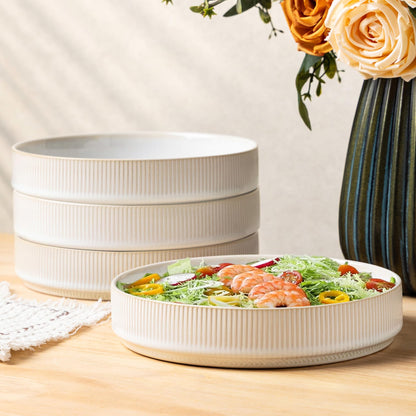 8.5" Ceramic Pasta Bowls Set of 4, Salad Bowls | Versatile Serving Bowls for Pasta, Salad, Fruit & Noodles, Housewarming & Wedding Gift, Mocha Brown