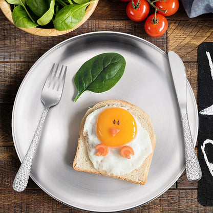 HaWare 18/8 Stainless Steel Plates for Kids, 8" Baby Feeding Plates for 6 | Metal 304 Dinner Dishes for Toddlers Children, Feeding Serving Camping Plates, Reusable and Dishwasher Safe, 6-Piece