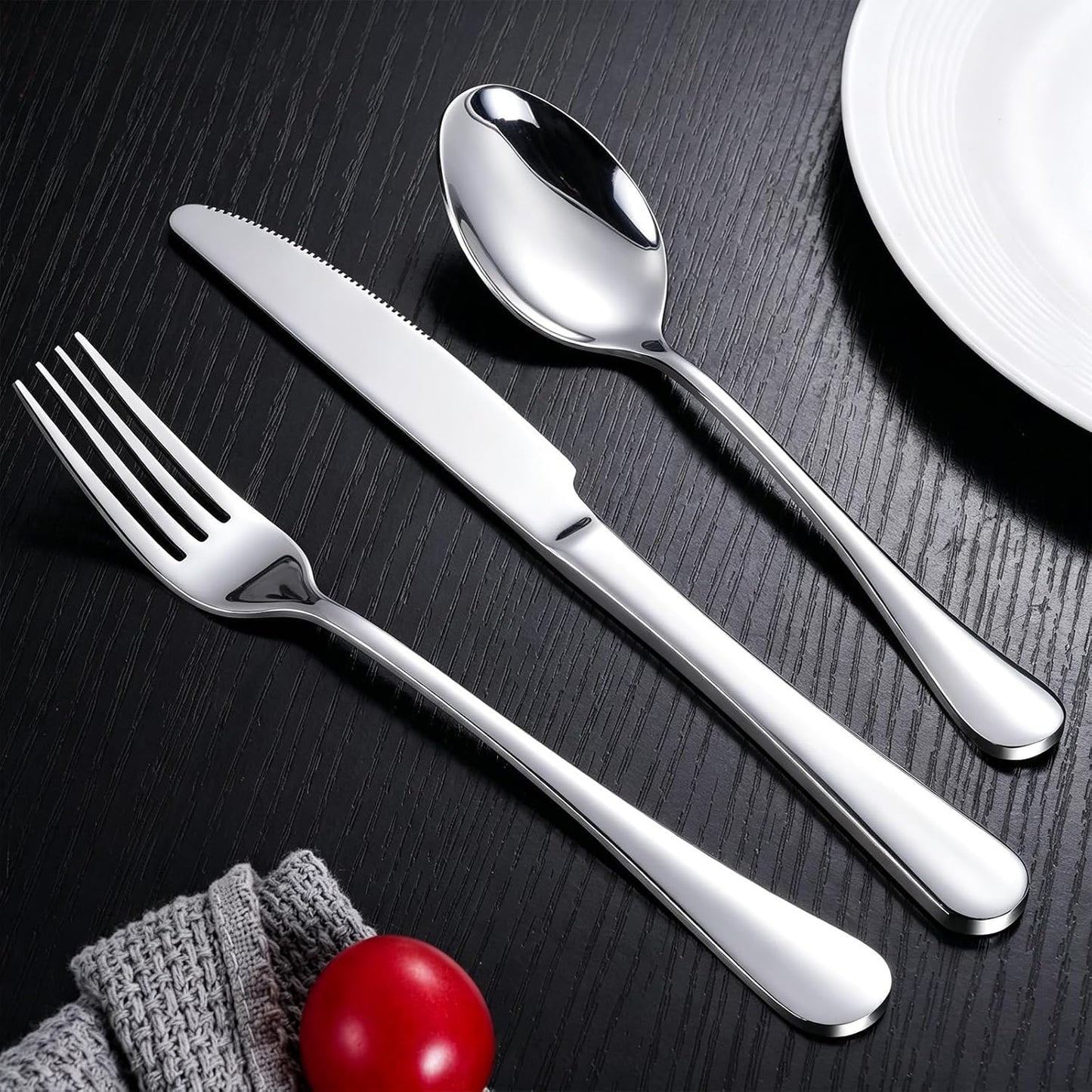 60-Piece Silverware Set for 20 - Stainless Steel Flatware Cutlery Set, Mirror Polished Flatware Set Include Forks Spoons Knives for Home Wedding Restaurant, Dishwasher Safe, Silver, 60 PCS