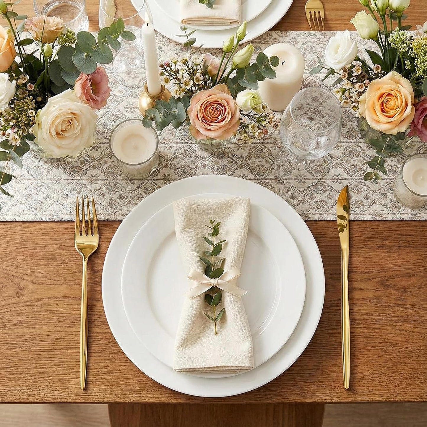 100 Pcs Gold Forks and Knives Cutlery Set Stainless Steel Steak Knives Forks Flatware Royal Silverware Set for Wedding Party Restaurant Dishwasher Safe