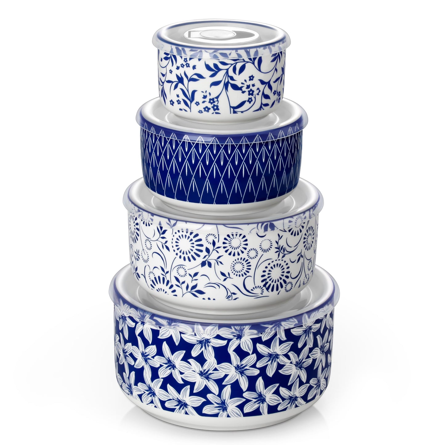 vancasso 36 Oz Ceramic Serving Bowls with Lids Set of 4, Porcelain Lunch Bowls with Lids for Food Storage, Prep Bowl for Kitchen, Microwave & Dishwasher Safe,Series SELENE
