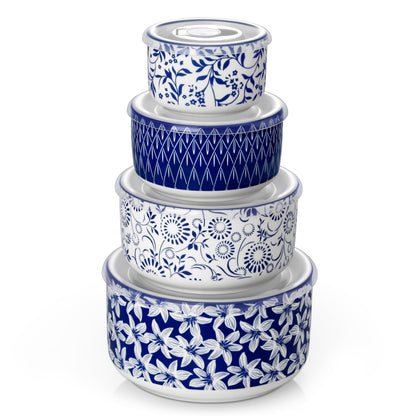 vancasso 36 Oz Ceramic Serving Bowls with Lids Set of 4, Porcelain Lunch Bowls with Lids for Food Storage, Prep Bowl for Kitchen, Microwave & Dishwasher Safe,Series SELENE