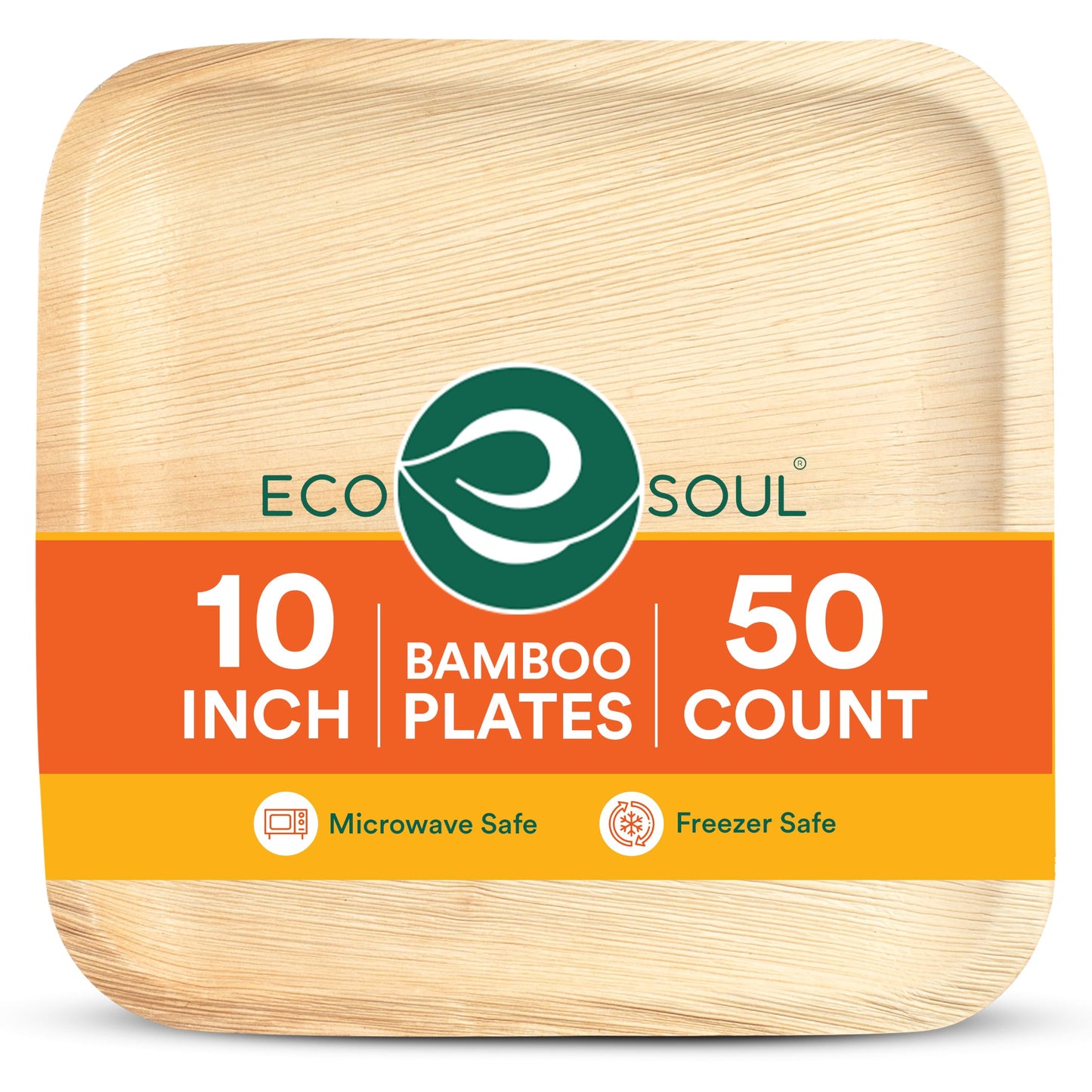 ECO SOUL 6 Inch Disposable Bamboo Plates (100 Pack, Square) | Premium, Natural, Food-Safe, Heavy Duty, Compostable, Eco-Friendly, Biodegradable, Best For Events, Parties, Weddings, BBQs