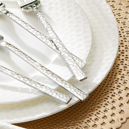 24-Piece Hammered Teaspoons Set, 7.06-Inch 18/10 Stainless Steel | Mirror Finish Small Dessert Spoons, Dishwasher Safe for Home and Kitchen