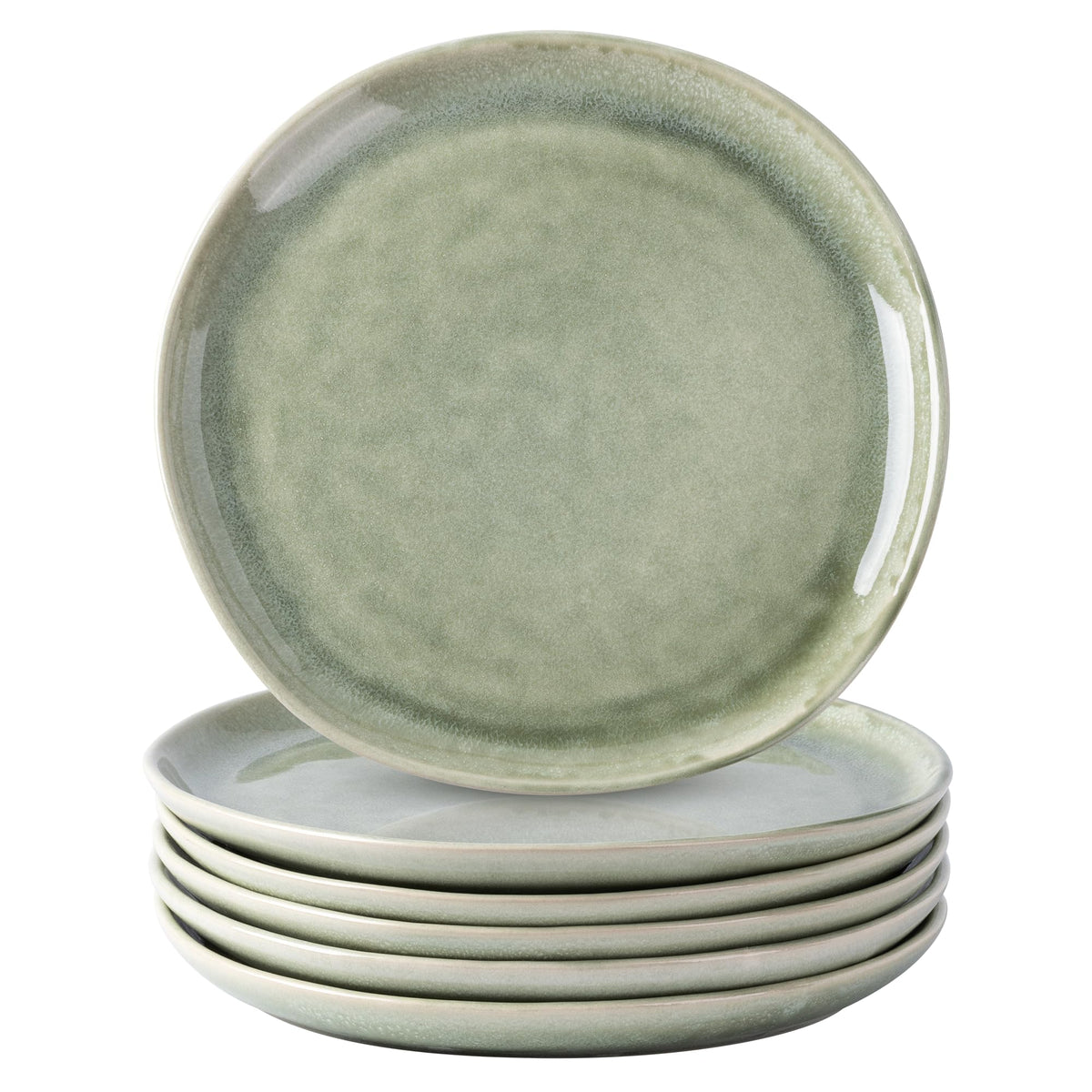 AmorArc Ceramic Dinner Plates Set of 6, 10.5 Inch Stoneware Plates Set | Handmade Reactive Glaze Plates, Rustic Shape Dinnerware Dish Set for Kitchen, Microwave & Dishwasher Safe, Scratch Resistant