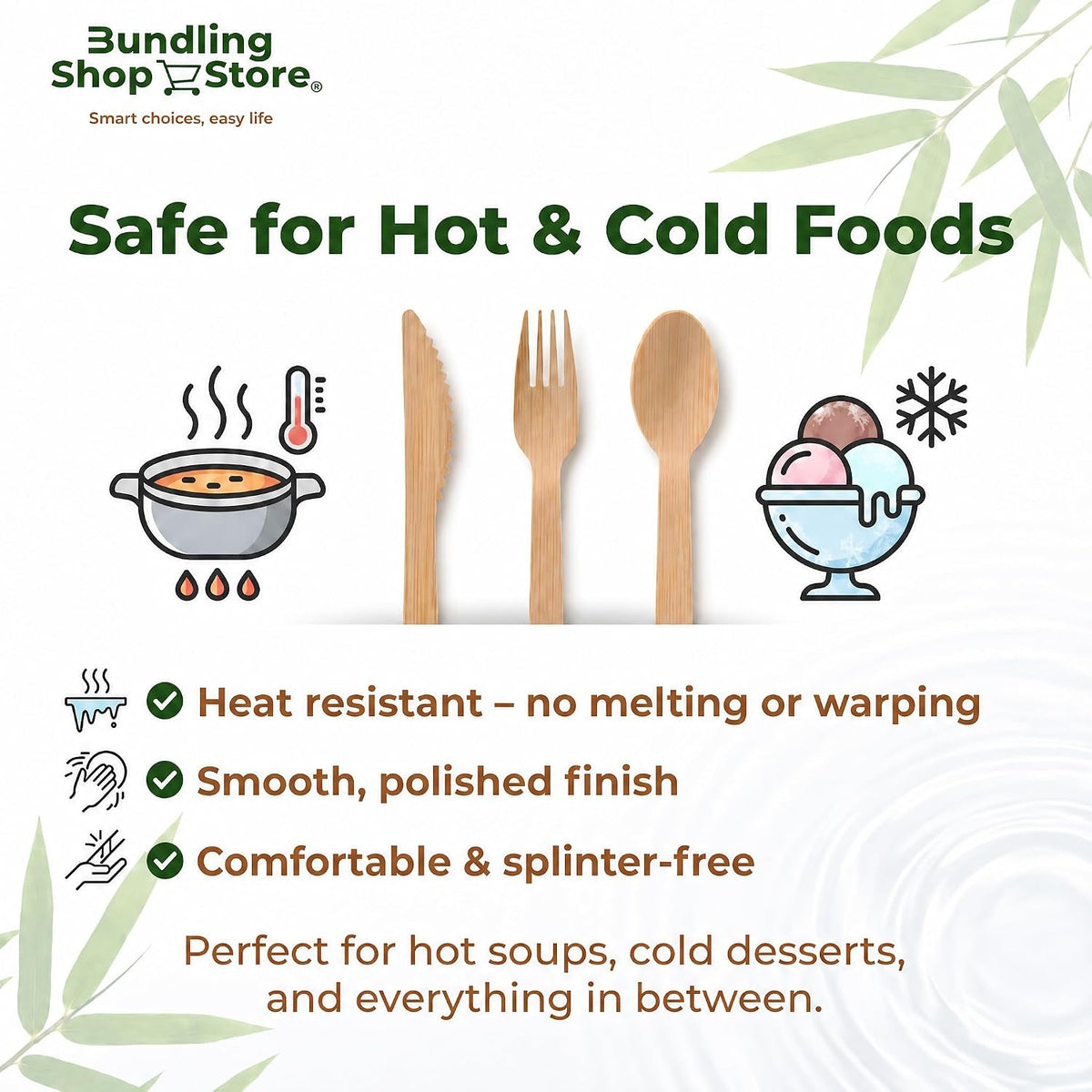 Premium Utensil Set Reusable 100% Bamboo- Eco-Friendly | Portable Wooden Cutlery for Travel, Camping, Office Lunches & Picnics - Lightweight, Durable & Hand Wash Only