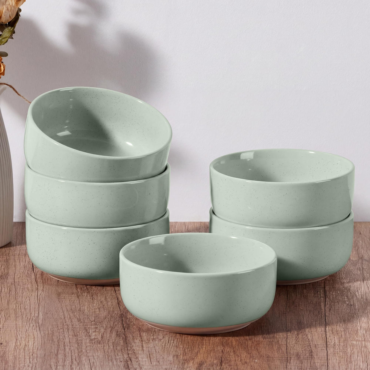 E-far Cereal Bowls Set of 4, 27oz Ceramic Deep Soup Bowls, Multicolor | Kitchen Microwave Safe Bowls for Serving Prep, Rice, Dessert, Snack, Salad, Oven & Dishwasher Safe, Speckled Multicolor