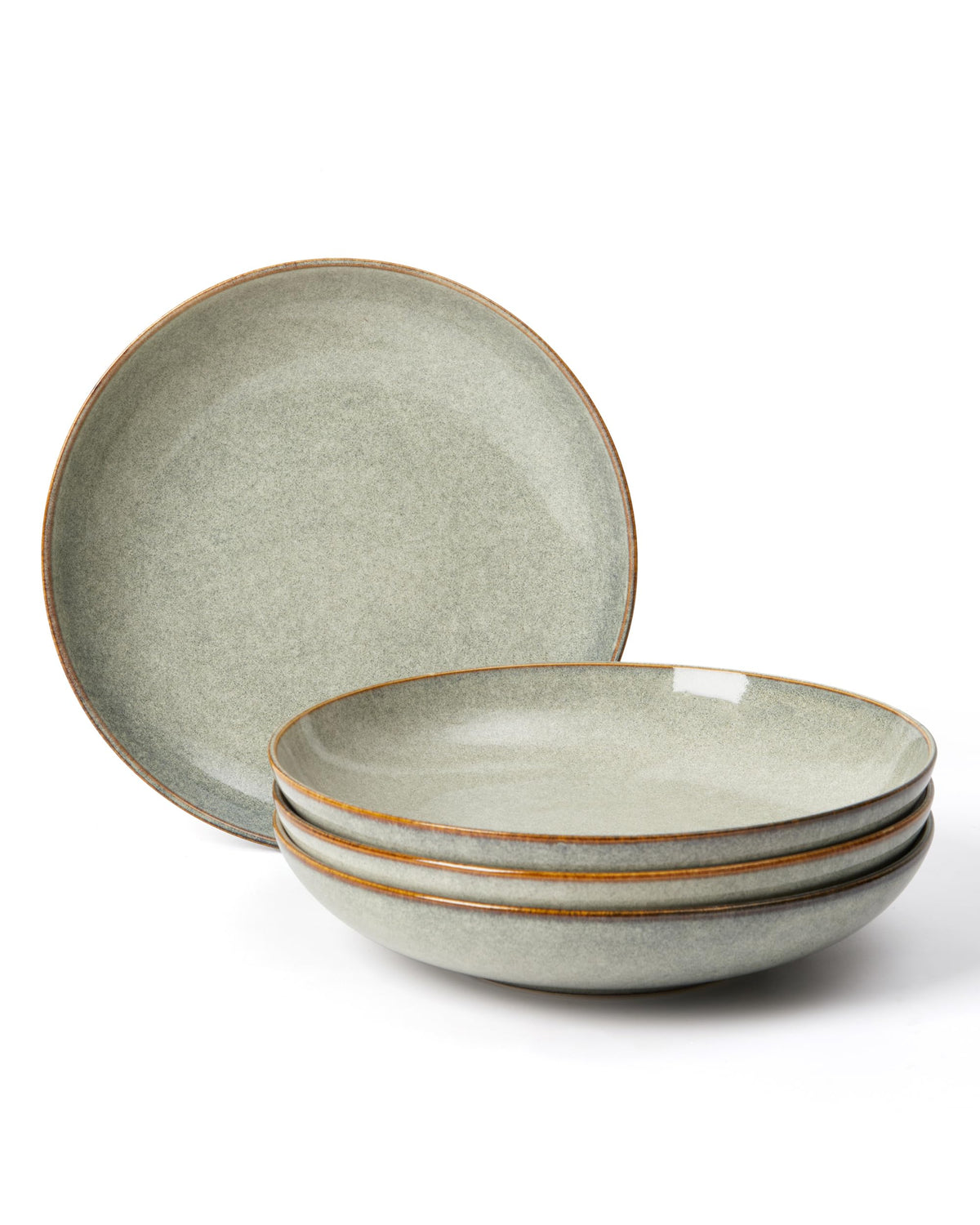 8.75 Inch Large Ceramic Pasta Bowls, 32 Oz Reactive Glaze Stoneware Pasta Serving Bowls Set of 4 for Kitchen, Wide Bowls for Fruit,Pasta,Salad,Soup, Scratch Resistant-Brown and Green