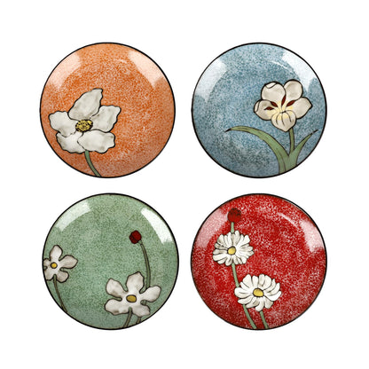Ceramic Dinner Plates Set of 4, 11 Inch Underglaze Painting Large Porcelain Plates, Salad Plates-Microwave, Oven and Dishwasher Safe, Scratch Resistant
