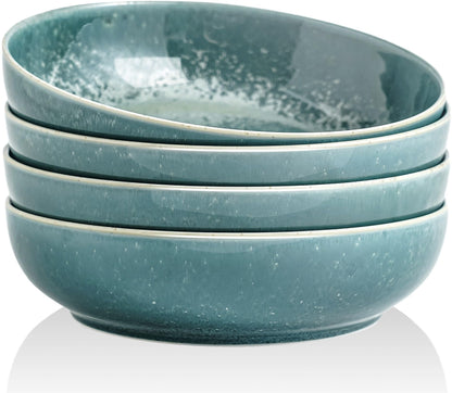 30oz Ceramic bowls set of 4-8" serving bowls for Kitchen,Pasta,Salad-Dishwasher & Microwave Safe Perfect for Housewarming, Thanksgiving, Christmas-Caramel Brown