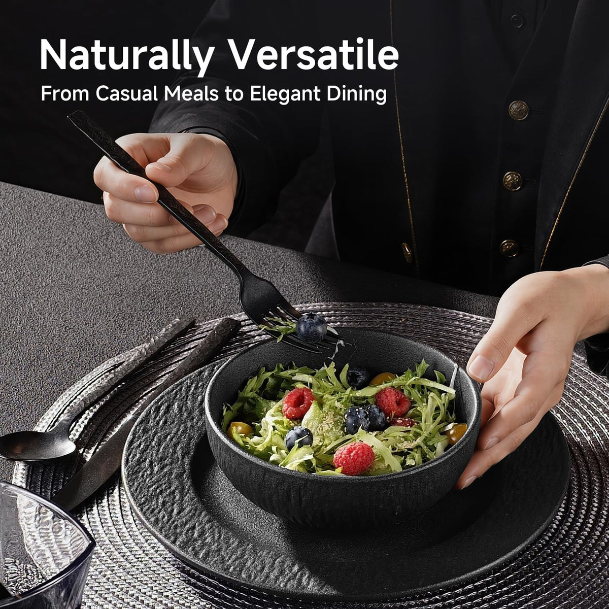 Bowl Set of 4, 20.4 oz Matte Marble Pattern Stoneware Soup Bowls | Black Premium Porcelain Cereal Bowls, Ceramic Dinner Bowls for Salad, Dessert, Pasta, Microwave and Dishwasher Safe