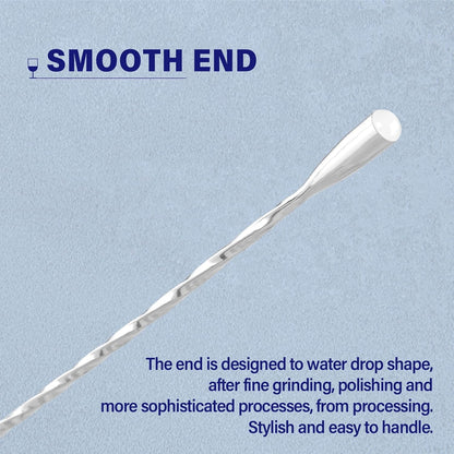Bar Spoon Cocktail Mixing Stirrers, 2Pcs, 12” Long Handle, Silver | 18/8 Stainless Steel, Long Drink Spoons, for Stirring Coffee & Cocktails