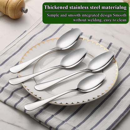 Dinner Spoons Set 12pcs, 7.36" Soup Spoon Berglander Food Grade Stainless Steel Silverware Spoons, Metal Tablespoon for Home, Kitchen or Restaurant Mirror Polished, Dishwasher Safe
