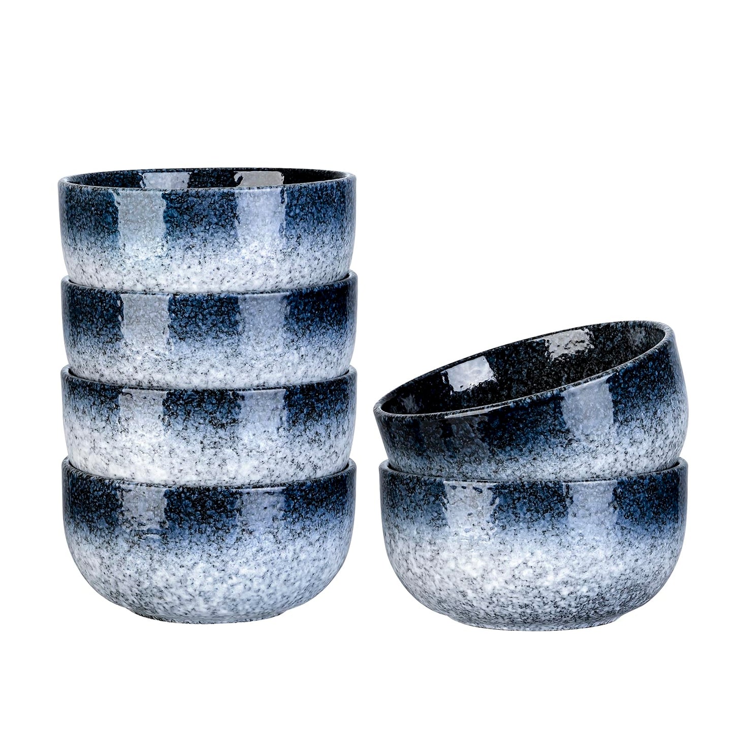 S&Q'S CERAMICS Cereal Bowls - 36 Ounce, Japanese Noodle Bowl Set, Ceramic Bowls for Kitchen, Breakfast, Oatmeal, Microwave and Dishwasher Safe, [Set of 4], Dark Blue