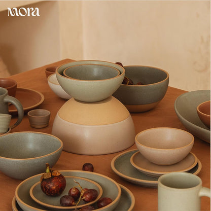 MORA Medium Bowls Set of 4, 28oz Ceramic Pottery Everyday Bowls - Microwave, Oven and Dishwasher Safe - Harvest