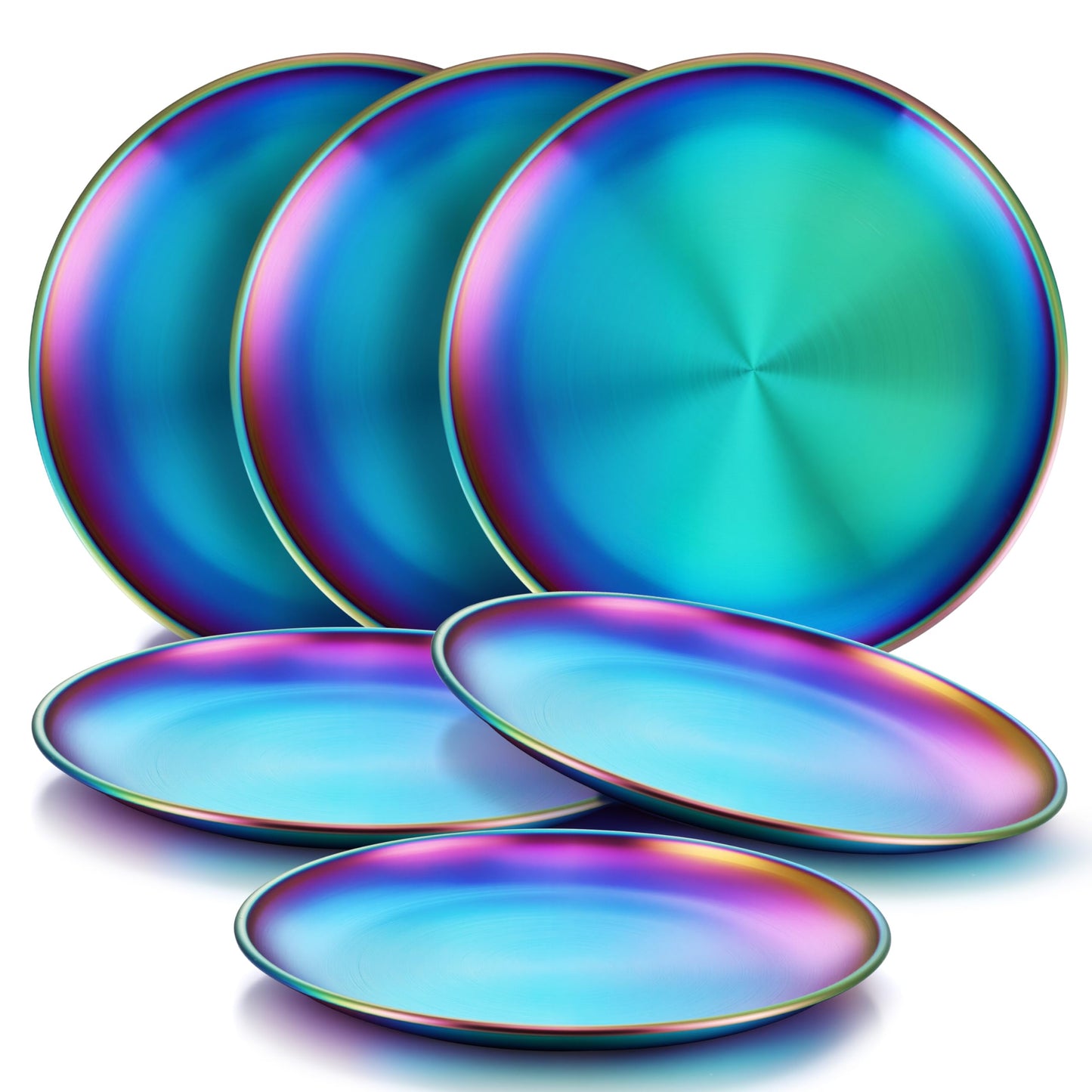 HaWare 18/8 Stainless Steel Plates for Kids, 8" Baby Feeding Plates for 6 | Metal 304 Dinner Dishes for Toddlers Children, Feeding Serving Camping Plates, Reusable and Dishwasher Safe, 6-Piece
