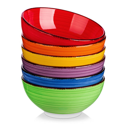 vancasso Bonita 27 Oz Cereal Bowls Set of 6, Blue Ceramic Bowls for Kitchen, 6 Inch Soup Bowls, Dishwasher & Microwave Safe