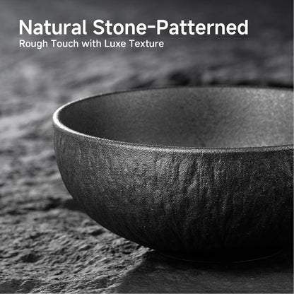 Bowl Set of 4, 20.4 oz Matte Marble Pattern Stoneware Soup Bowls | Black Premium Porcelain Cereal Bowls, Ceramic Dinner Bowls for Salad, Dessert, Pasta, Microwave and Dishwasher Safe