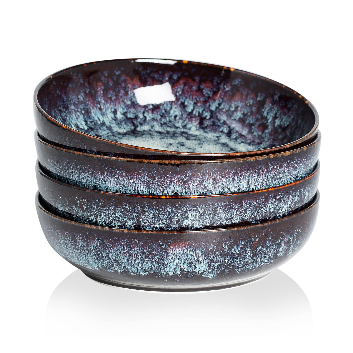 30oz Ceramic bowls set of 4-8" serving bowls for Kitchen,Pasta,Salad-Dishwasher & Microwave Safe Perfect for Housewarming, Thanksgiving, Christmas-Caramel Brown
