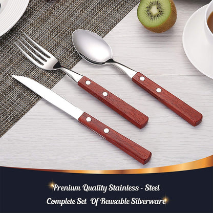 PREMIUM Stainless Steel Travel Utensils Set with Case, 3pc Full Size Fork | Portable Silverware Set for Work, Stainless Steel Reusable Travel Cutlery Set, Fork and Spoon Set for Camping, Picnic, Gadget