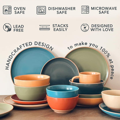 Mora Ceramic Artisan Matte Dinner Plates Set of 6, 10 inch Dish Set - Microwave, Oven, and Dishwasher Safe, Scratch Resistant, Modern Rustic Dinnerware- Kitchen Porcelain Serving Dishes
