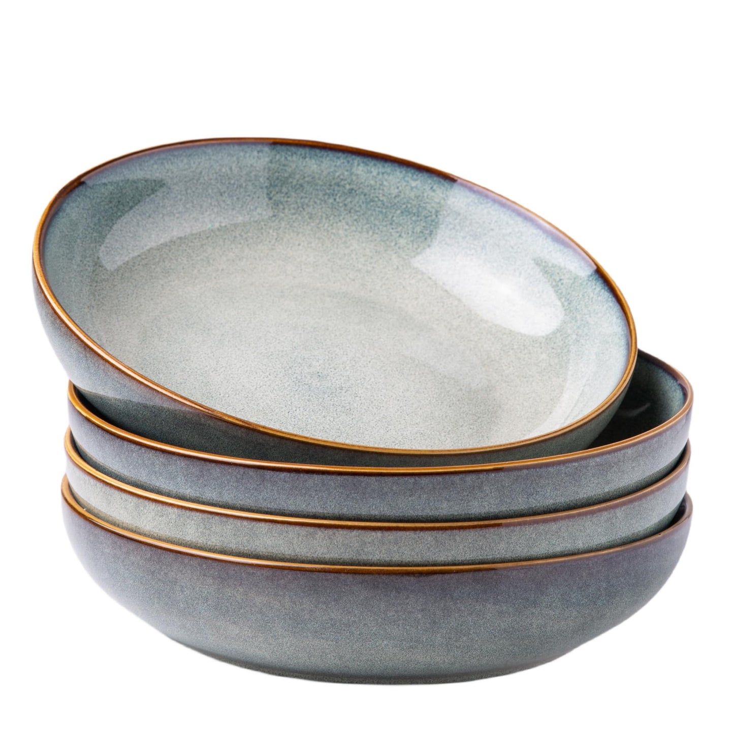 AmorArc 8.5’’ Ceramic Pasta Bowls Set of 4, 36oz Large Stoneware Bowls Set | Large Dinner Serving Bowls Set, Wide Bowl Plate for Pasta,Salad, Soup, Microwave Safe, Reactive Glaze-Cappuccino
