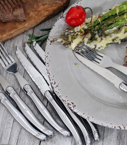 Laguiole 8-Piece Stainless Steel Steak Knife and Fork Set