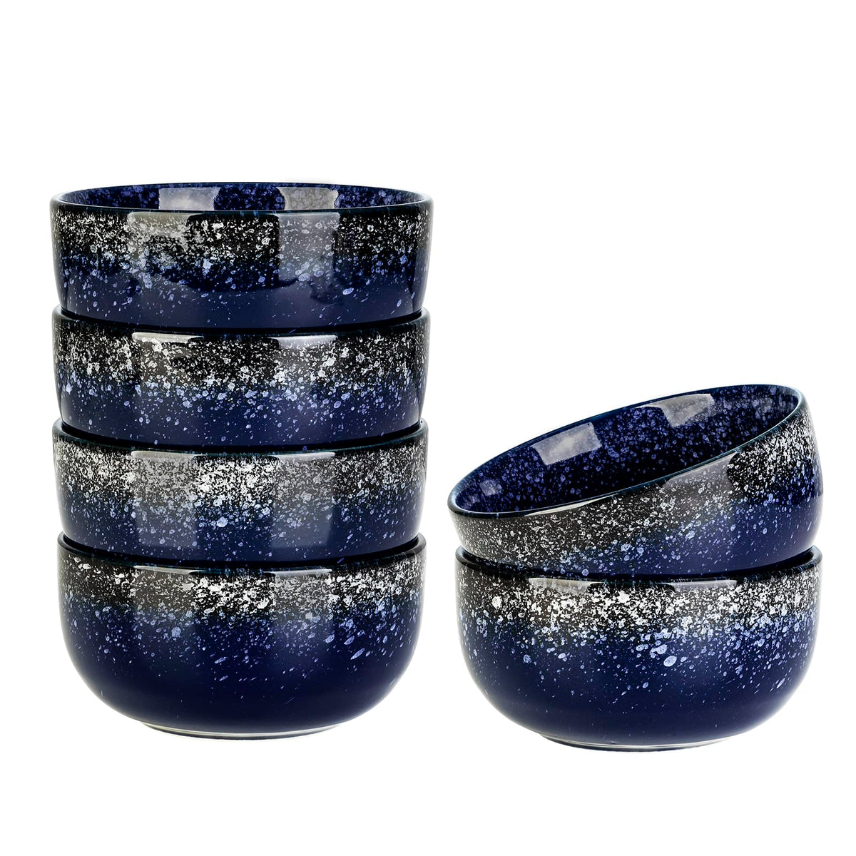 S&Q'S CERAMICS Cereal Bowls - 36 Ounce, Japanese Noodle Bowl Set, Ceramic Bowls for Kitchen, Breakfast, Oatmeal, Microwave and Dishwasher Safe, [Set of 4], Dark Blue