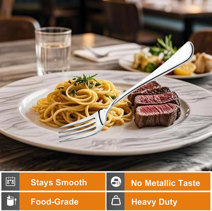 NICE KITCHEN 16 Pieces Dinner Forks Set,8" Fork,Stainless Steel Dinner Fork | Fine Food Grade Fork Set for Home,Kitchen,Restaurant,Mirror Polished and Dishwasher Safe