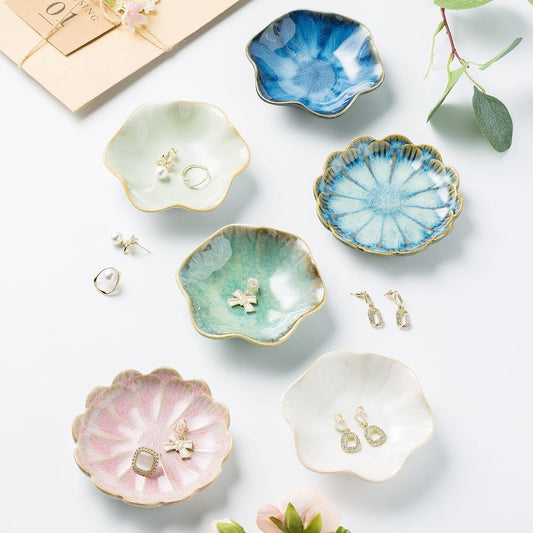 BEUNAIZER Jewelry Dish Tray, Ring Dish, Ceramic Trinket Tray, Key Bowl | Decorative plate style keeps earrings, necklaces and small items easy to see, suited for friends, daughters and mothers.