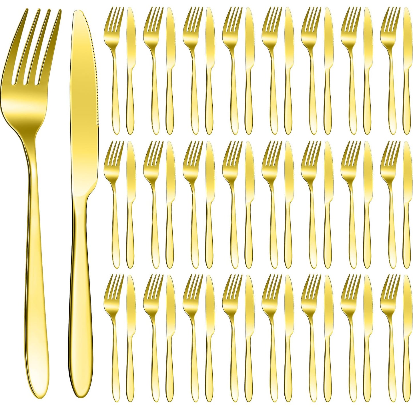 Nuenen 50 Pieces Stainless Steel Forks Silverware Set Dinner Forks and Knives Flatware Tableware Cutlery Set for Kitchen Restaurant(7.1 x 1 Inch, 8.4 x 0.7 Inch,Silver)
