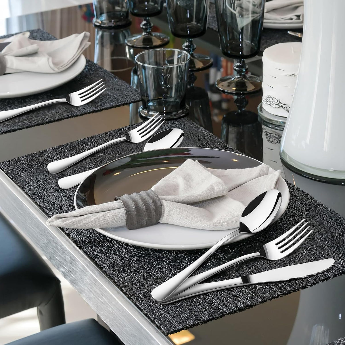 Silverware Set for 12,60 Piece Stainless Steel Flatware Utensil Cutlery Set | Heavy Duty Steak Knife Fork and Spoon, Dishwasher Safe, Gift Package for Wedding Housewarming