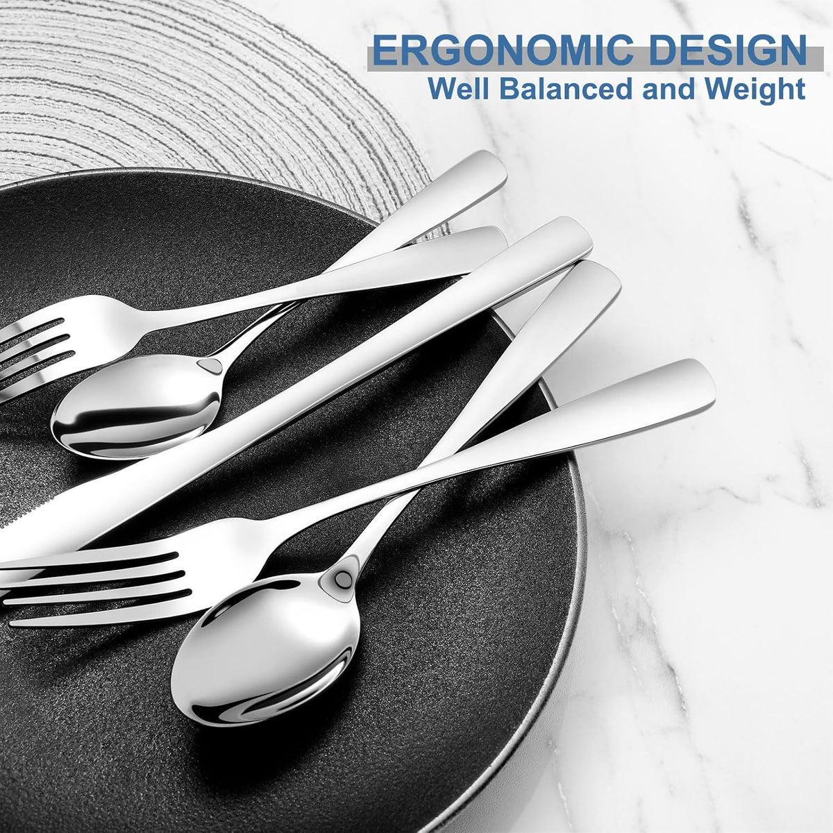BEWOS 20 Piece Silverware Set - Stainless Steel Silverware Sets for 4 Include Spoon, Forks, Knives, Mirror Polished Flatware Set for Home, Kitchen, Restaurant, Dishwasher Safe