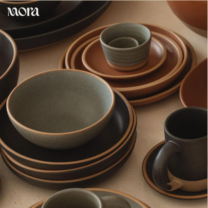MORA Medium Bowls Set of 4, 28oz Ceramic Pottery Everyday Bowls - Microwave, Oven and Dishwasher Safe - Harvest
