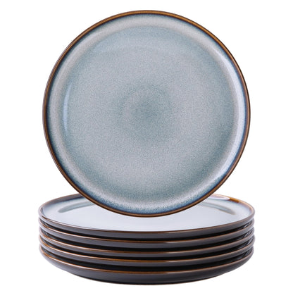 LERATIO Ceramic Dinner Plates Set of 4,10.5 Inch Reactive Glaze Plate Sets | Porcelain Modern Shape Dinnerware Dishes Set for Kitchen,Microwave&Dishwasher&Oven Safe,Scratch Resistant-Blue