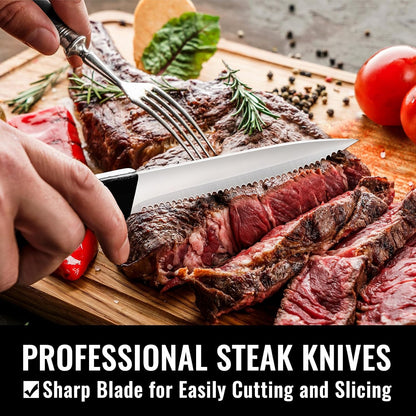 HIWARE 48-Piece Silverware Set with Steak Knives for 8, 18/8 Stainless Steel Flatware Cutlery Set For Home Kitchen Restaurant Hotel, Kitchen Utensils Set, Mirror Polished, Dishwasher Safe