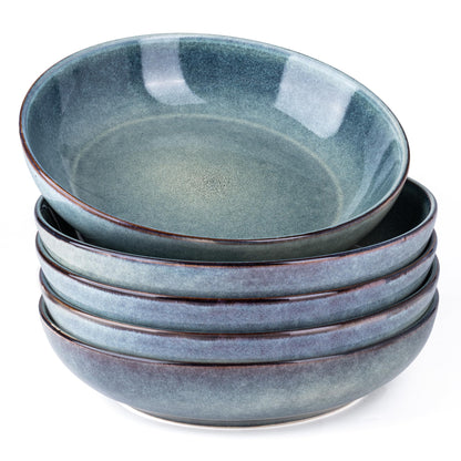 AmorArc 8.5’’ Ceramic Pasta Bowls Set of 4, 36oz Large Stoneware Bowls Set | Large Dinner Serving Bowls Set, Wide Bowl Plate for Pasta,Salad, Soup, Microwave Safe, Reactive Glaze-Cappuccino