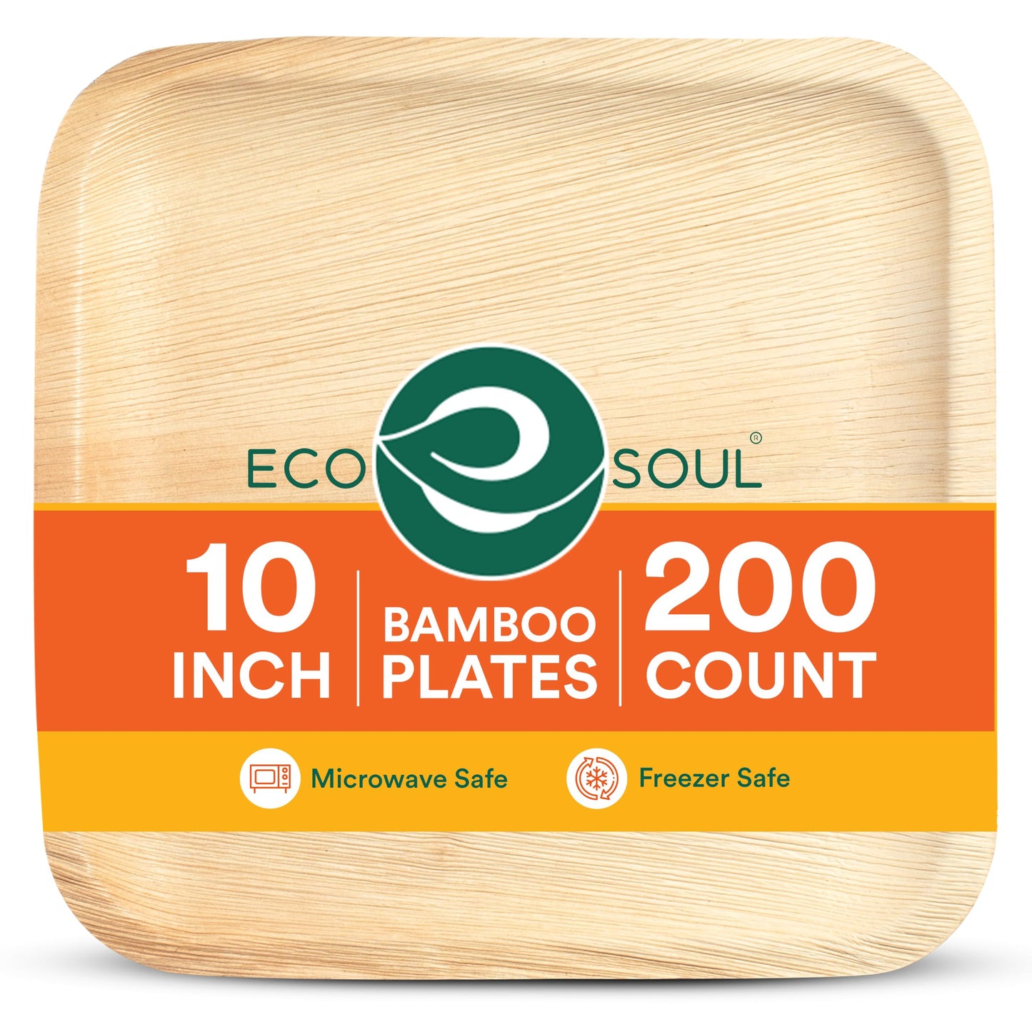 ECO SOUL 6 Inch Disposable Bamboo Plates (100 Pack, Square) | Premium, Natural, Food-Safe, Heavy Duty, Compostable, Eco-Friendly, Biodegradable, Best For Events, Parties, Weddings, BBQs