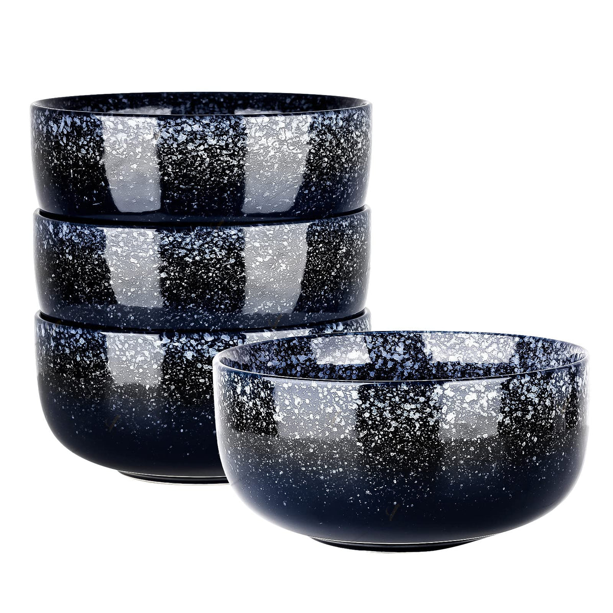 S&Q'S CERAMICS Cereal Bowls - 36 Ounce, Japanese Noodle Bowl Set, Ceramic Bowls for Kitchen, Breakfast, Oatmeal, Microwave and Dishwasher Safe, [Set of 4], Dark Blue