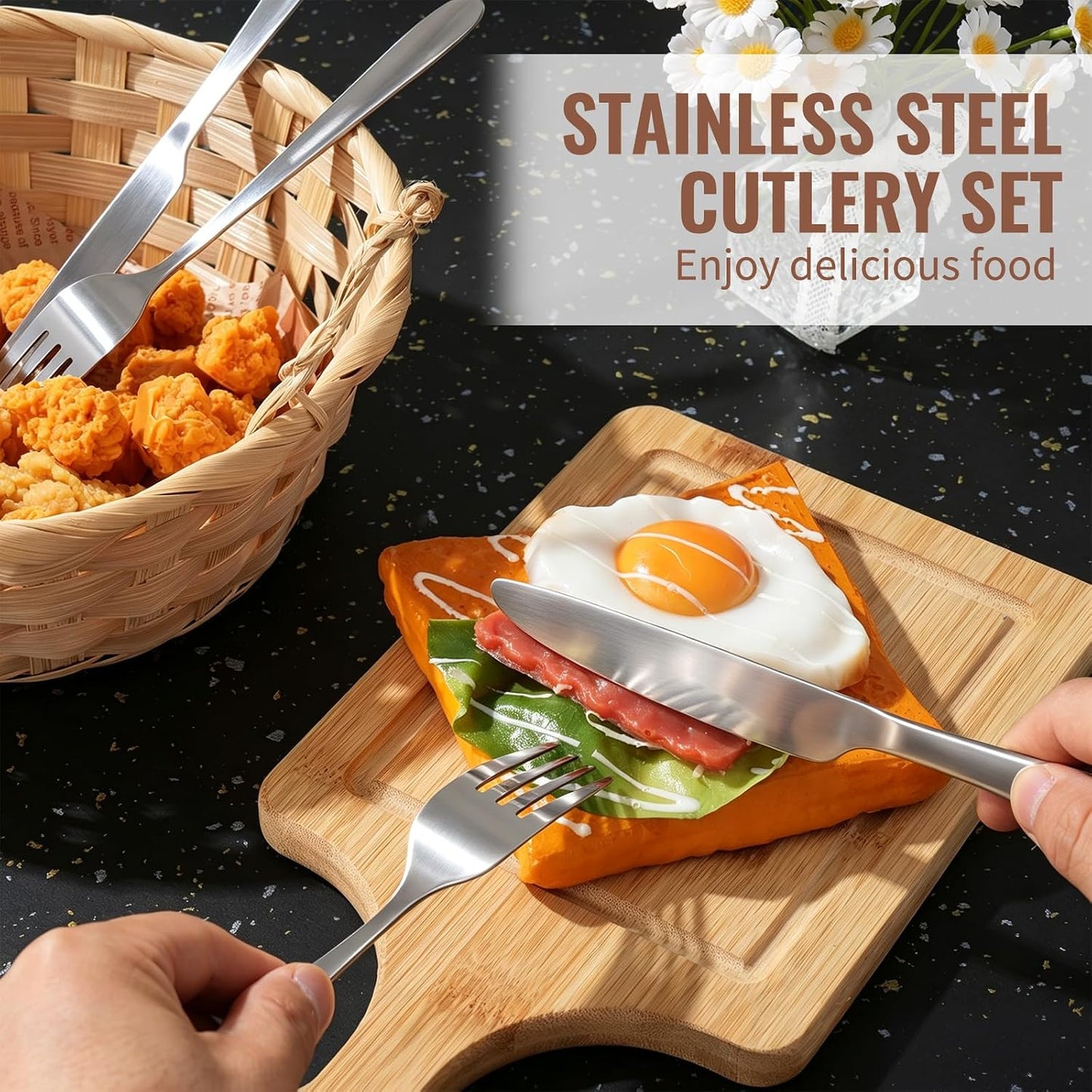 200 Pcs Stainless Steel Silverware Set, 100 Dinner Forks and 100 Knives, Flatware Cutlery Set, Mirror Polished Dishwasher Safe Tableware for Home, Restaurant, Catering and Kitchen